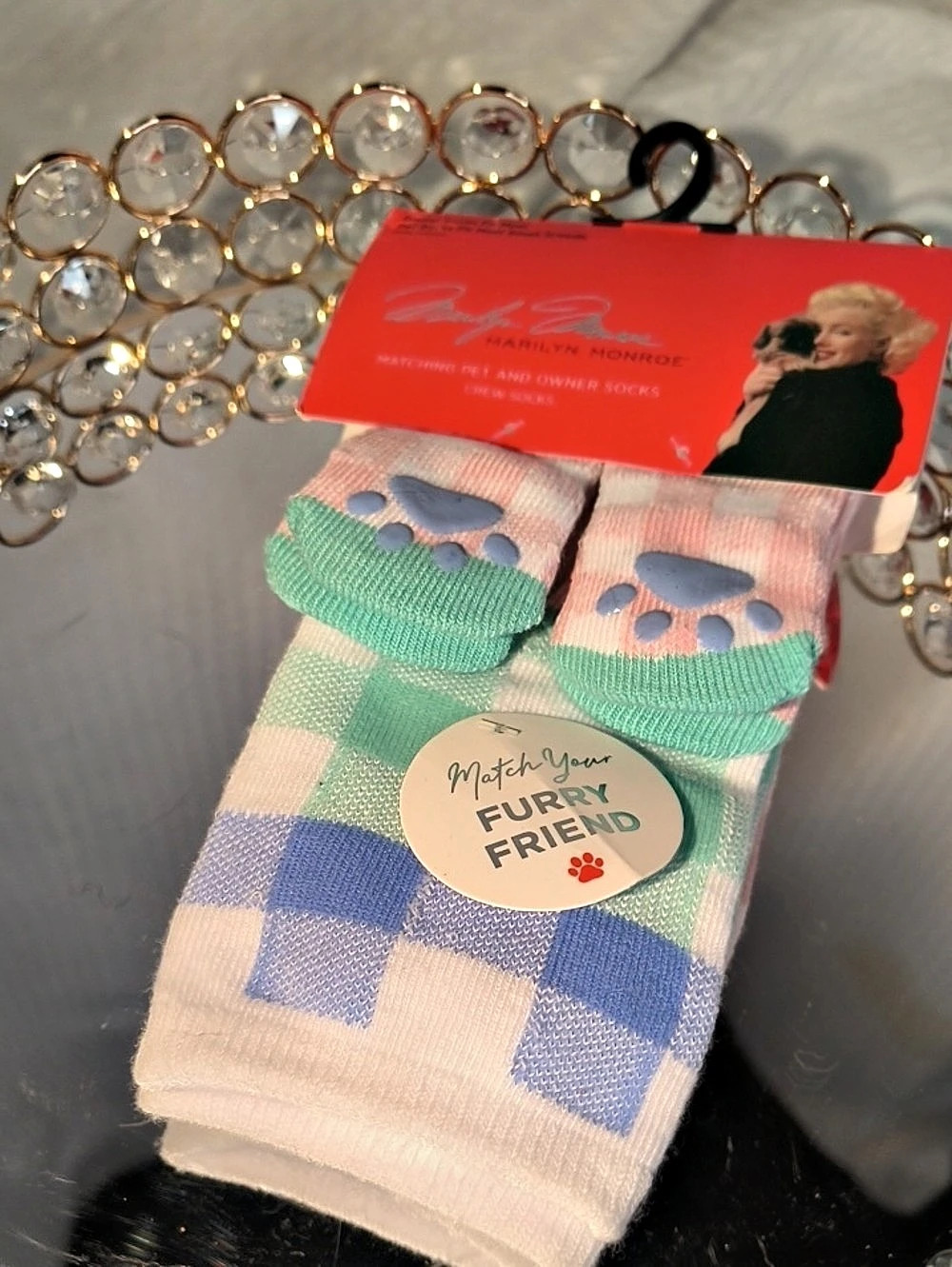 Marilyn Monroe Matching Pet and Owner Socks Crew Socks Pink & Blue